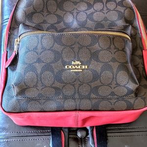 Coach backpack red and brown